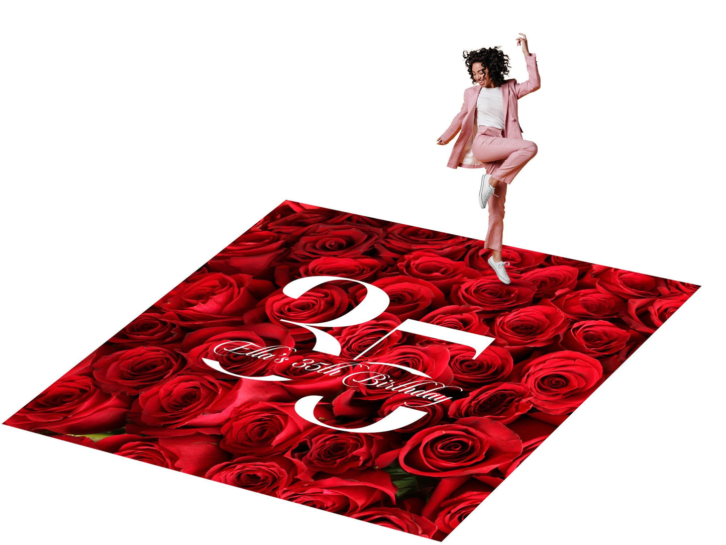 Customizable Birthday Decal Dance Floor Wrap. Removable Vinyl. Covers entire dancefloor. Birthday Gloss/Matte Floor Wrap. Rose Collection