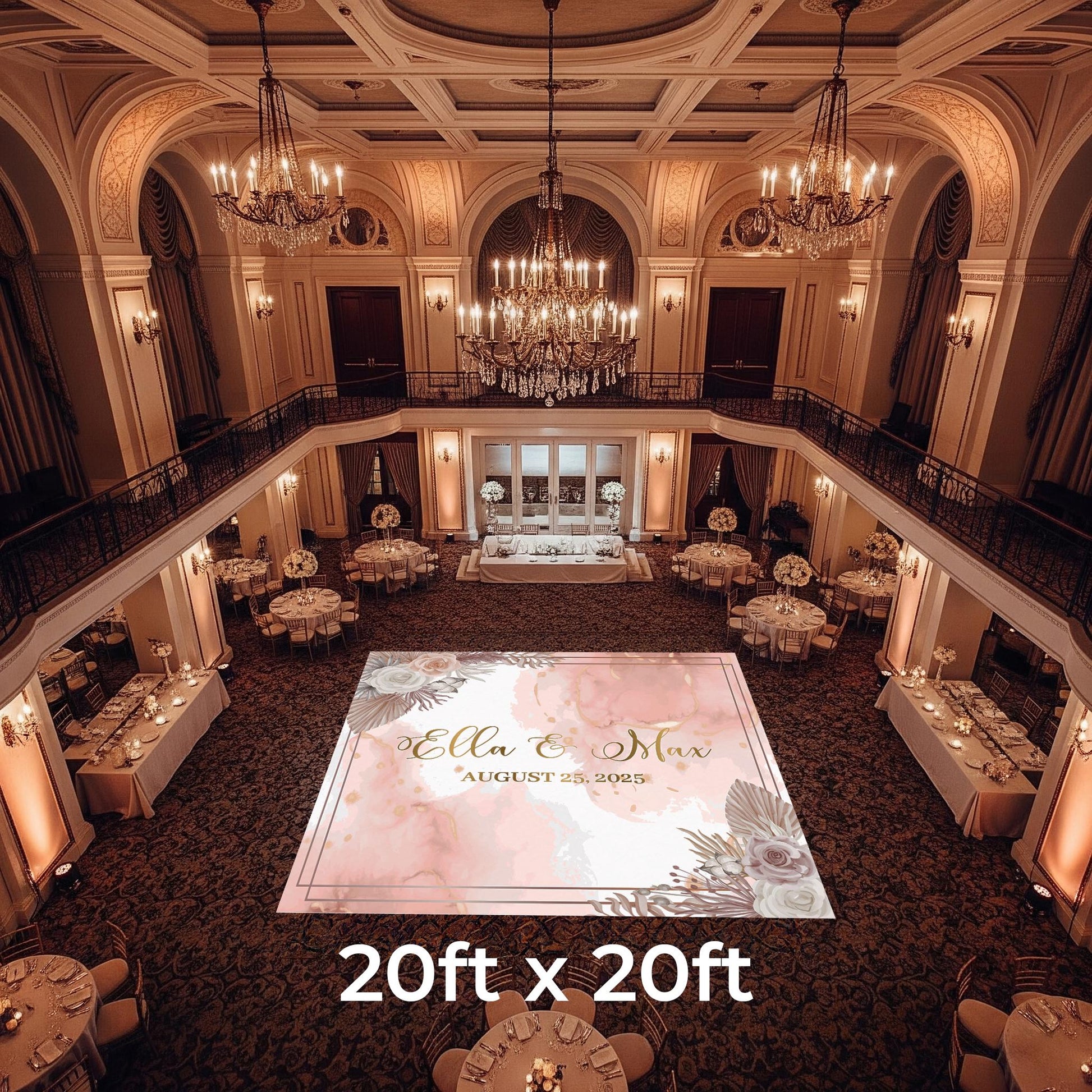 Black and White Marble Diamond Checkerboard Dance Floor Decal, Customizable Wedding Floor Wrap, Matte or Glossy finish.