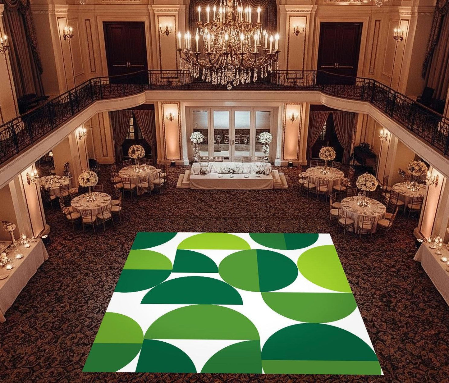 Custom Geometric Wedding Dance Floor Wrap, Removable Vinyl