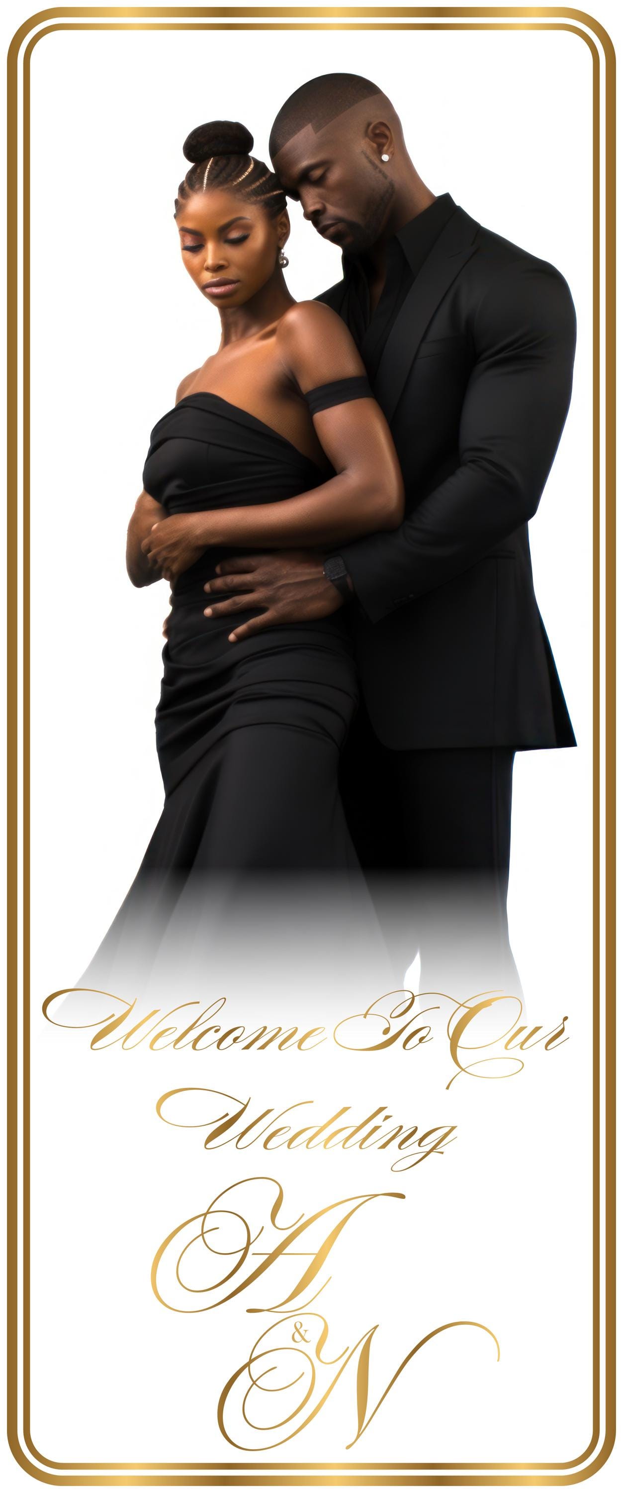 Custom Photo Retractable Banner, Luxury Wedding Welcome Sign, Elegant Party Backdrop Print (33x80)