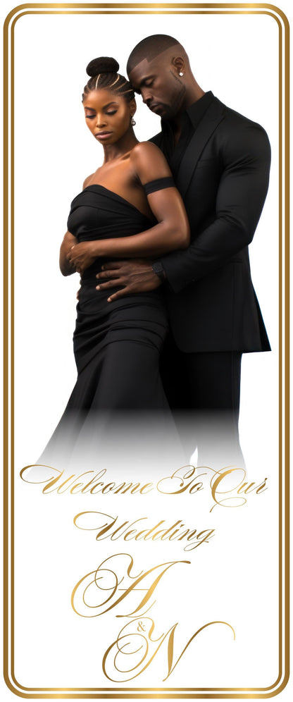 Custom Photo Retractable Banner, Luxury Wedding Welcome Sign, Elegant Party Backdrop Print (33x80)