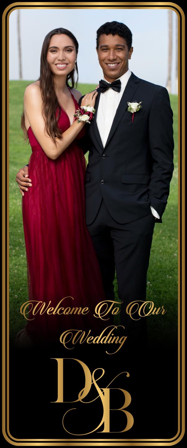 Custom Photo Retractable Banner, Luxury Wedding Welcome Sign, Elegant Party Backdrop Print (33x80)