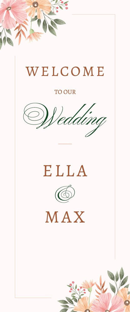 Custom Photo Retractable Banner, Luxury Wedding Welcome Sign, Elegant Party Backdrop Print (33x80)