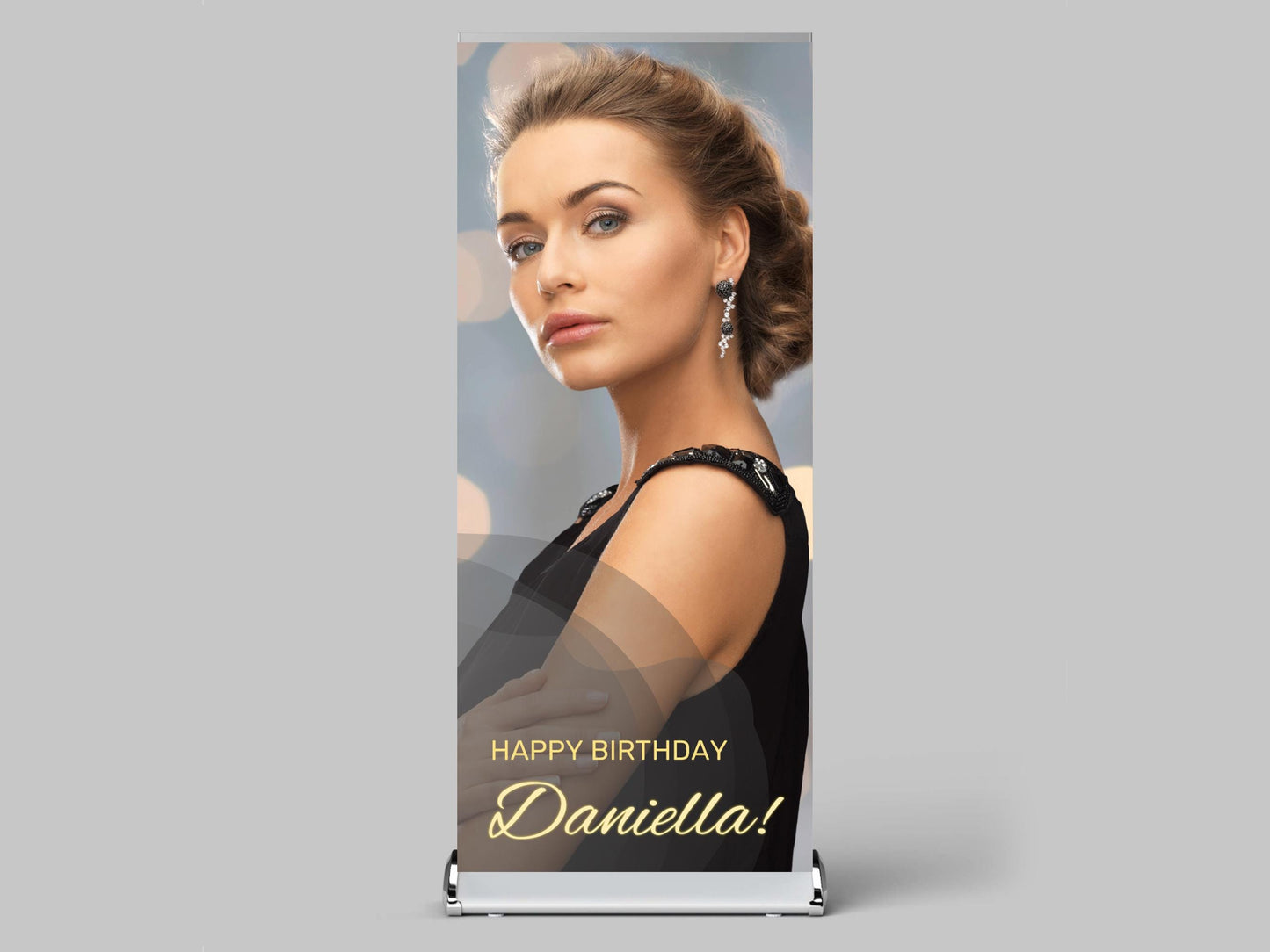Custom Photo Birthday Retractable Banner, Elegant Party Welcome Sign (33"x80")
