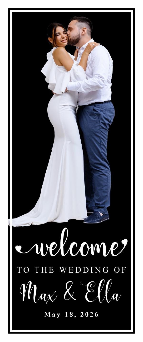 Custom Photo Retractable Banner with Stand, Luxury Wedding Welcome Sign, Seating Chart, Elegant Party Backdrop Print (33x80)