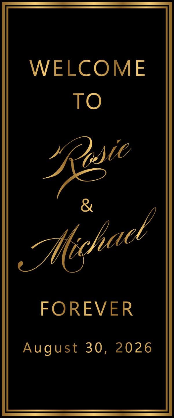 Custom Photo Retractable Banner, Luxury Wedding Welcome Sign, Elegant Party Backdrop Print (33x80)