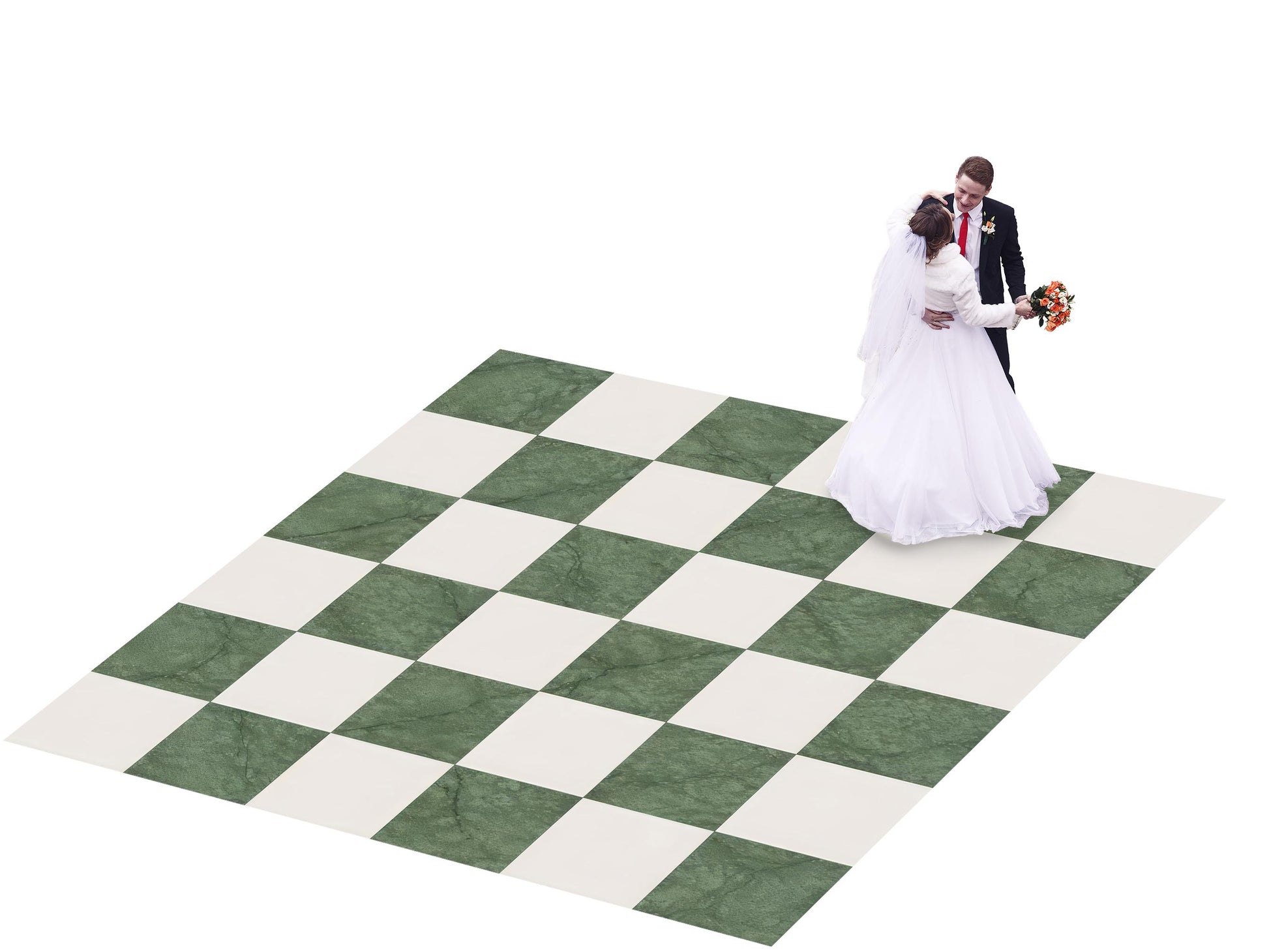 Green Checkerboard Dance Floor Wrap Decal: Monogram Print (Glossy/Matte Vinyl)