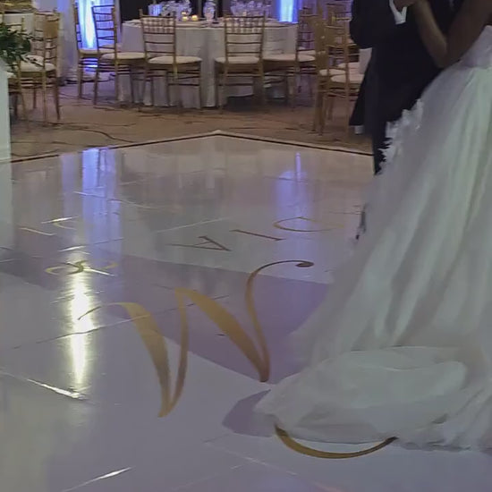 Custom  Wedding Decal Dance Floor Wrap Gloss Removable Vinyl. Monogram Print and Vinyl to cover the entire dancefloor. Wedding logo design