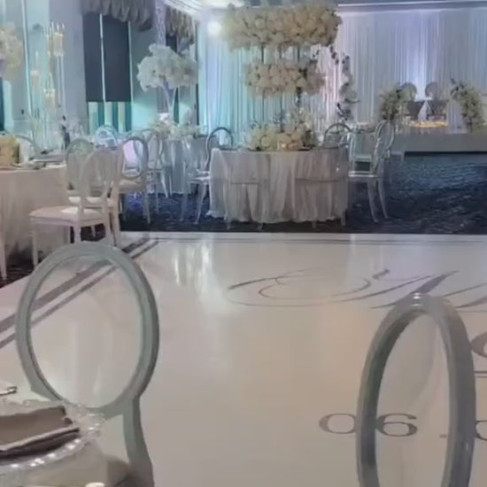 Custom  Wedding Decal Dance Floor Wrap Gloss Removable Vinyl. Monogram Print and Vinyl to cover the entire dancefloor. Wedding logo design