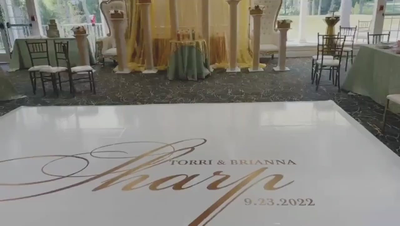 Custom  Wedding Decal Dance Floor Wrap Gloss Removable Vinyl. Monogram Print and Vinyl to cover the entire dancefloor. Wedding logo design