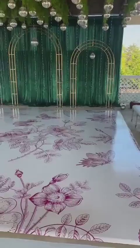Custom  Floral Wedding Decal Dance Floor Wrap Gloss Removable Vinyl. Monogram Print & Vinyl to cover the dancefloor. Wedding logo design