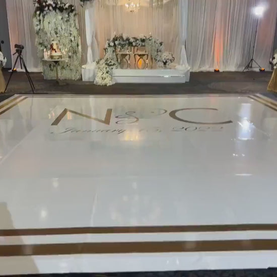 Custom  Wedding Decal Dance Floor Wrap Gloss Removable Vinyl. Monogram Print and Vinyl to cover the entire dancefloor. Wedding logo design