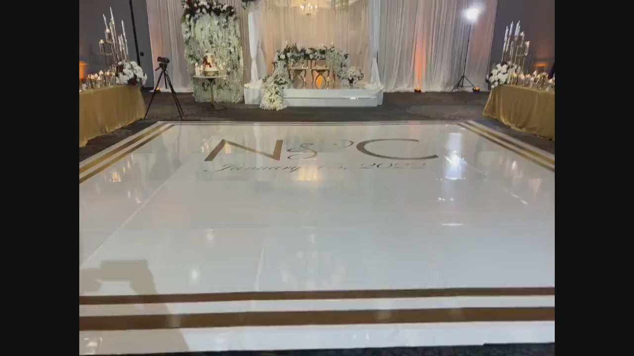 Custom  Wedding Decal Dance Floor Wrap Gloss Removable Vinyl. Monogram Print and Vinyl to cover the entire dancefloor. Wedding logo design