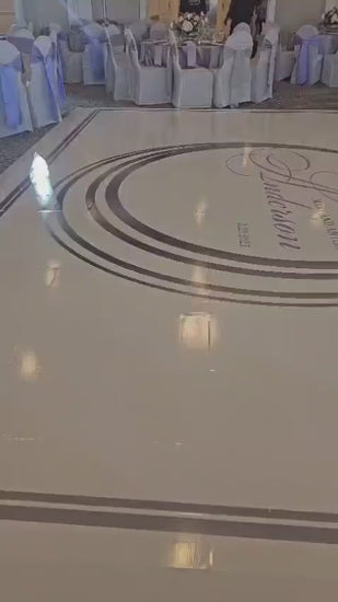 Custom  Wedding Decal Dance Floor Wrap Gloss Removable Vinyl. Monogram Print and Vinyl to cover the entire dancefloor. Wedding logo design