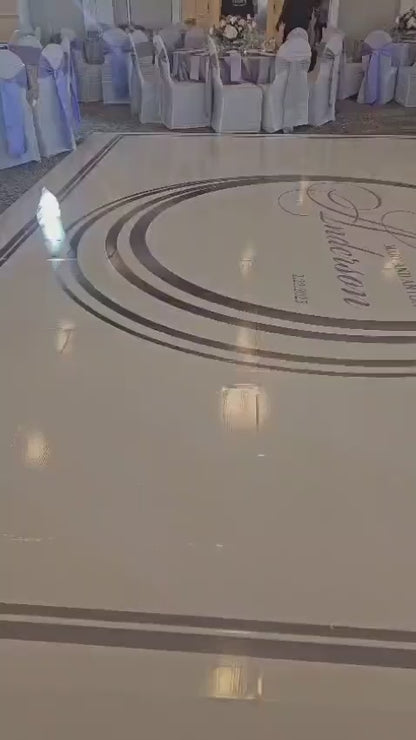 Custom  Wedding Decal Dance Floor Wrap Gloss Removable Vinyl. Monogram Print and Vinyl to cover the entire dancefloor. Wedding logo design