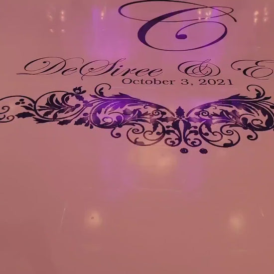 Custom  Wedding Decal Dance Floor Wrap Gloss Removable Vinyl. Monogram Print and Vinyl to cover the entire dancefloor. Wedding logo design