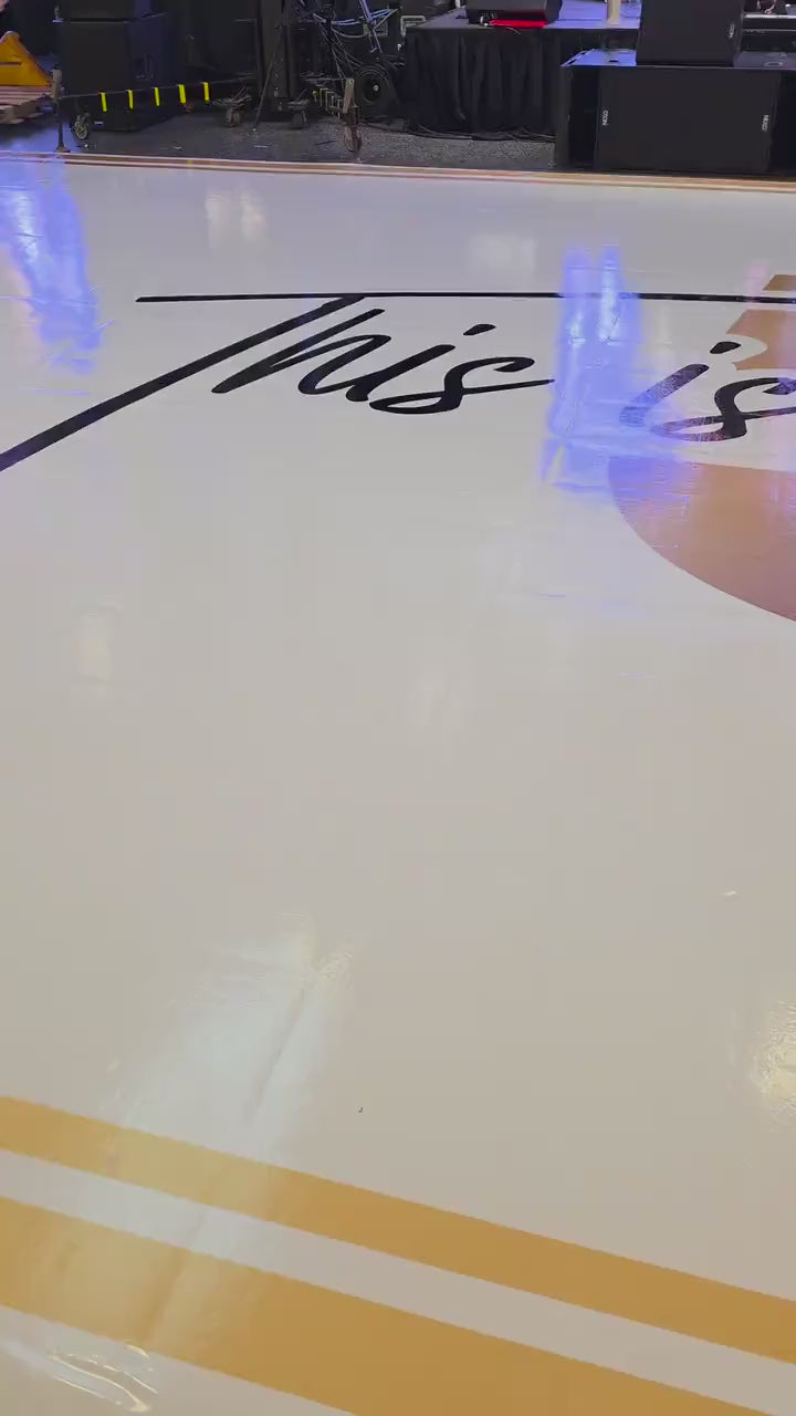 Customizable Birthday Decal Dance Floor Wrap. Removable Vinyl. Covers entire dancefloor. Birthday Gloss/Matte Floor Wrap. Free Shipping
