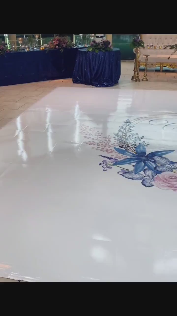 Custom  Wedding Decal Dance Floor Wrap Gloss Removable Vinyl. Monogram Print and Vinyl to cover the entire dancefloor. Wedding logo design