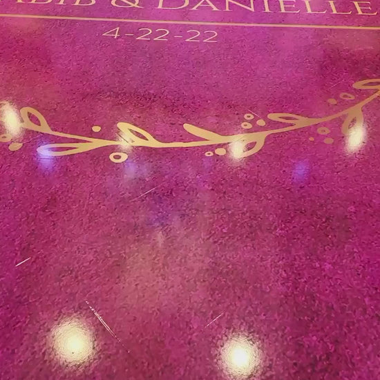 Custom  Wedding Decal Dance Floor Wrap Gloss Removable Vinyl. Monogram Print and Vinyl to cover the entire dancefloor. Wedding logo design