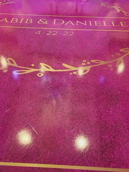 Custom  Wedding Decal Dance Floor Wrap Gloss Removable Vinyl. Monogram Print and Vinyl to cover the entire dancefloor. Wedding logo design