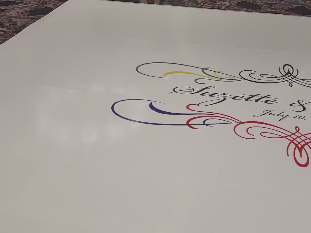 Custom  Wedding Decal Dance Floor Wrap Gloss Removable Vinyl. Monogram Print and Vinyl to cover the entire dancefloor. Wedding logo design