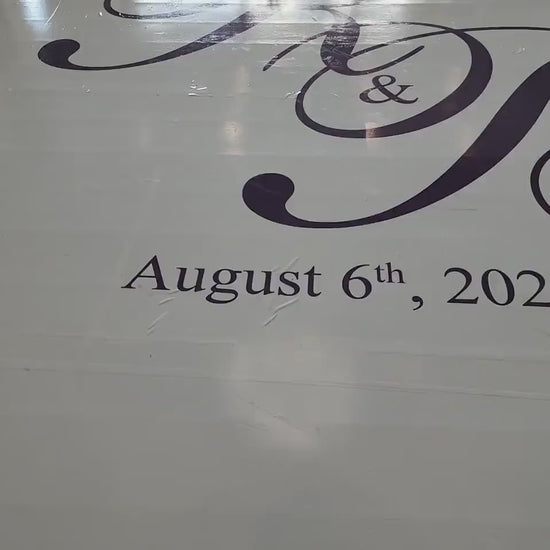 Custom  Wedding Decal Dance Floor Wrap Gloss Removable Vinyl. Monogram Print and Vinyl to cover the entire dancefloor. Wedding logo design