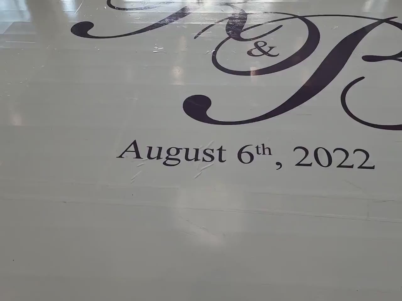 Custom  Wedding Decal Dance Floor Wrap Gloss Removable Vinyl. Monogram Print and Vinyl to cover the entire dancefloor. Wedding logo design