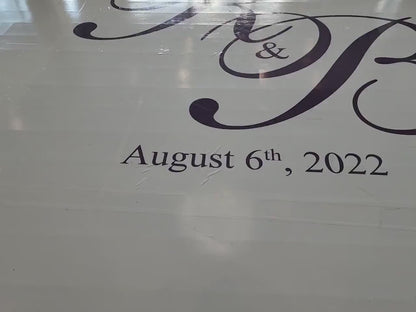 Custom  Wedding Decal Dance Floor Wrap Gloss Removable Vinyl. Monogram Print and Vinyl to cover the entire dancefloor. Wedding logo design
