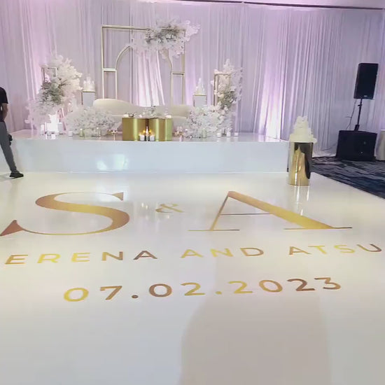 Custom  Wedding Decal Dance Floor Wrap Gloss Removable Vinyl. Monogram Print and Vinyl to cover the entire dancefloor. Wedding logo design