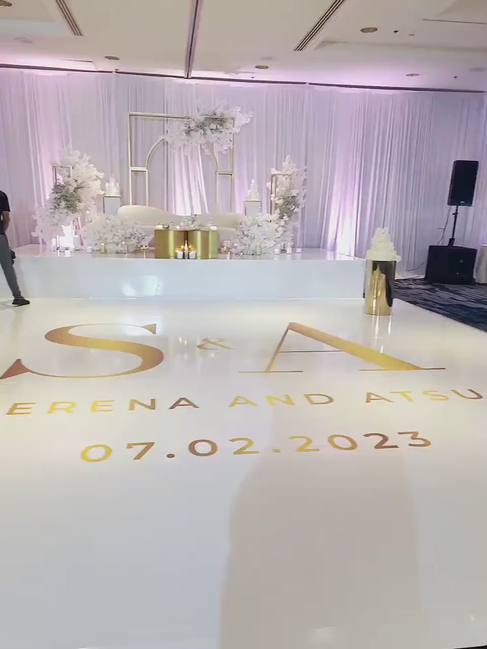Custom  Wedding Decal Dance Floor Wrap Gloss Removable Vinyl. Monogram Print and Vinyl to cover the entire dancefloor. Wedding logo design