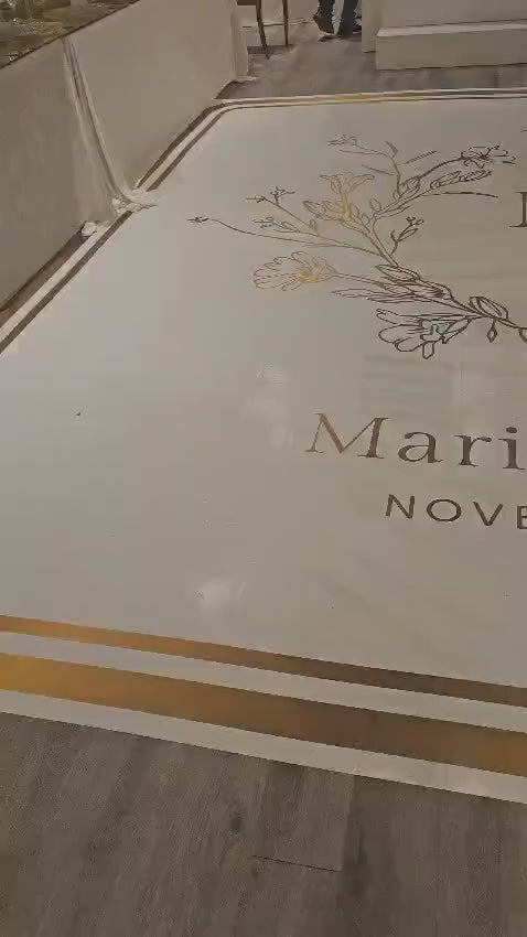 Custom  Wedding Decal Dance Floor Wrap Gloss Removable Vinyl. Monogram Print and Vinyl to cover the entire dancefloor. Wedding logo design