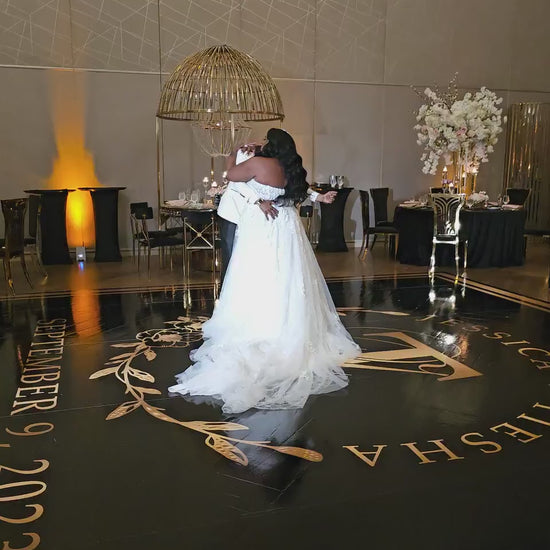 Custom  Wedding Decal Dance Floor Wrap Gloss Removable Vinyl. Monogram Print and Vinyl to cover the entire dancefloor. Wedding logo design