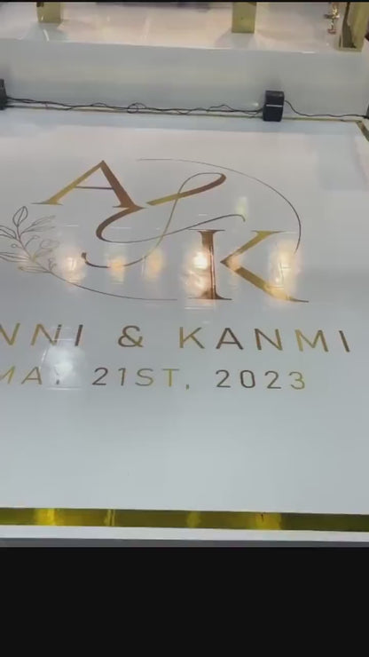 Custom Wedding Decal Dance Floor Wrap. Gloss Removable Vinyl. Monogram Print and Vinyl to cover your entire dancefloor. Wedding logo design.