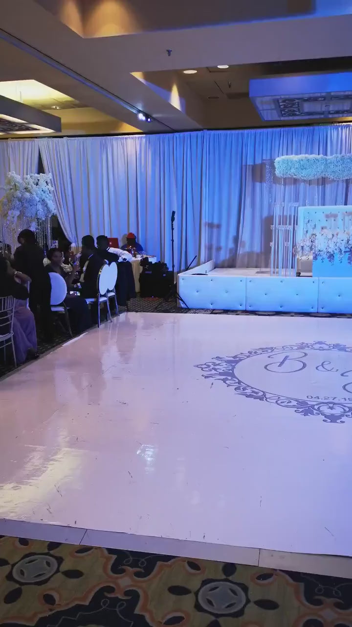 Custom  Wedding Decal Dance Floor Wrap Gloss Removable Vinyl. Monogram Print and Vinyl to cover the entire dancefloor. Wedding logo design