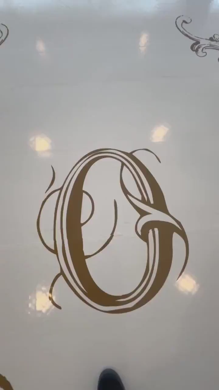 Custom  Wedding Decal Dance Floor Wrap Gloss Removable Vinyl. Monogram Print and Vinyl to cover the entire dancefloor. Wedding logo design