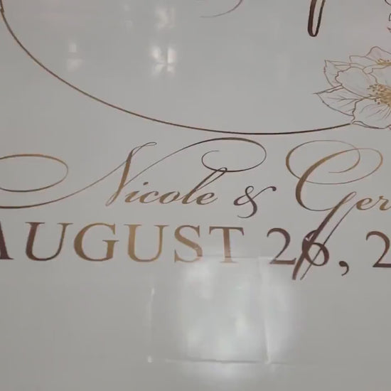 Custom  Wedding Decal Dance Floor Wrap Gloss Removable Vinyl. Monogram Print and Vinyl to cover the entire dancefloor. Wedding logo design