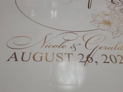 Custom  Wedding Decal Dance Floor Wrap Gloss Removable Vinyl. Monogram Print and Vinyl to cover the entire dancefloor. Wedding logo design
