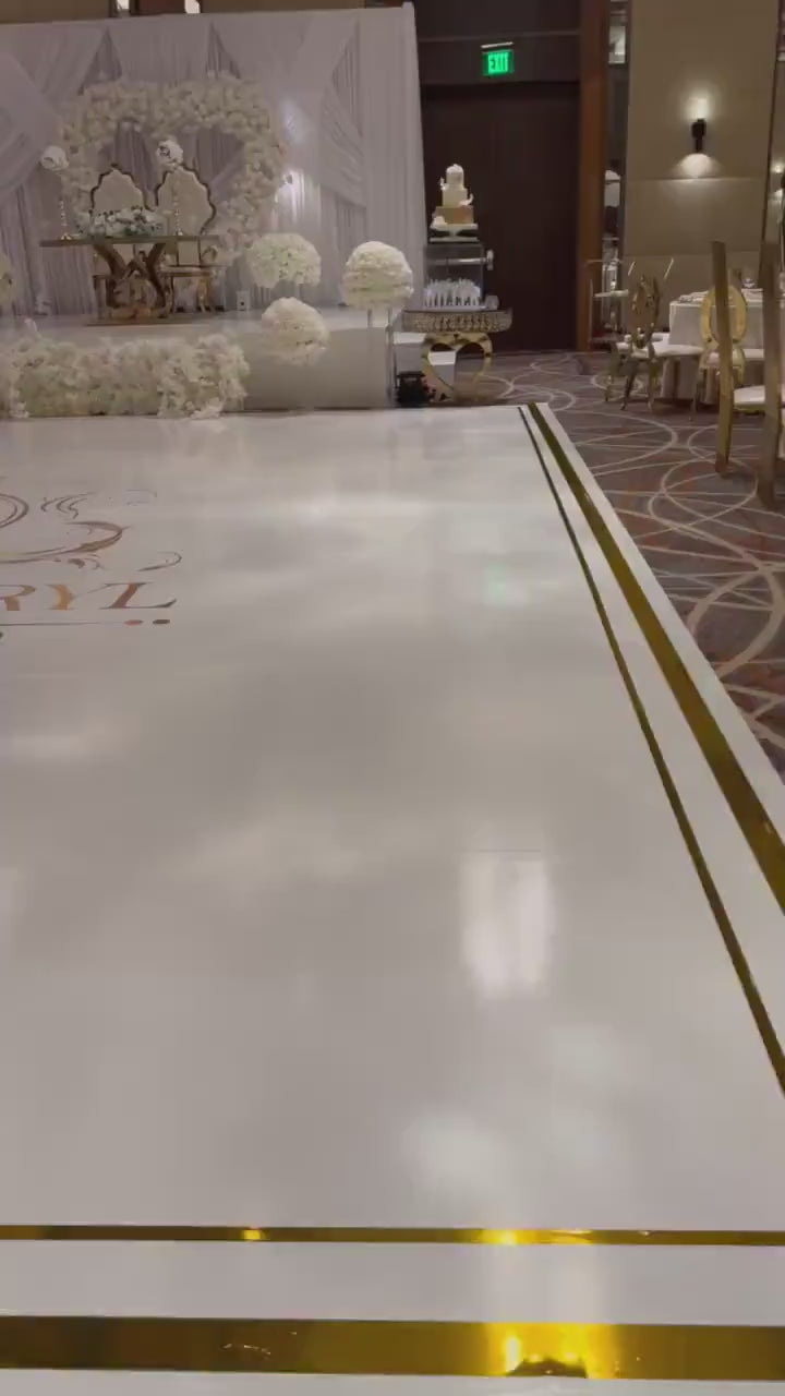 Custom  Wedding Decal Dance Floor Wrap Gloss Removable Vinyl. Monogram Print and Vinyl to cover the entire dancefloor. Wedding logo design