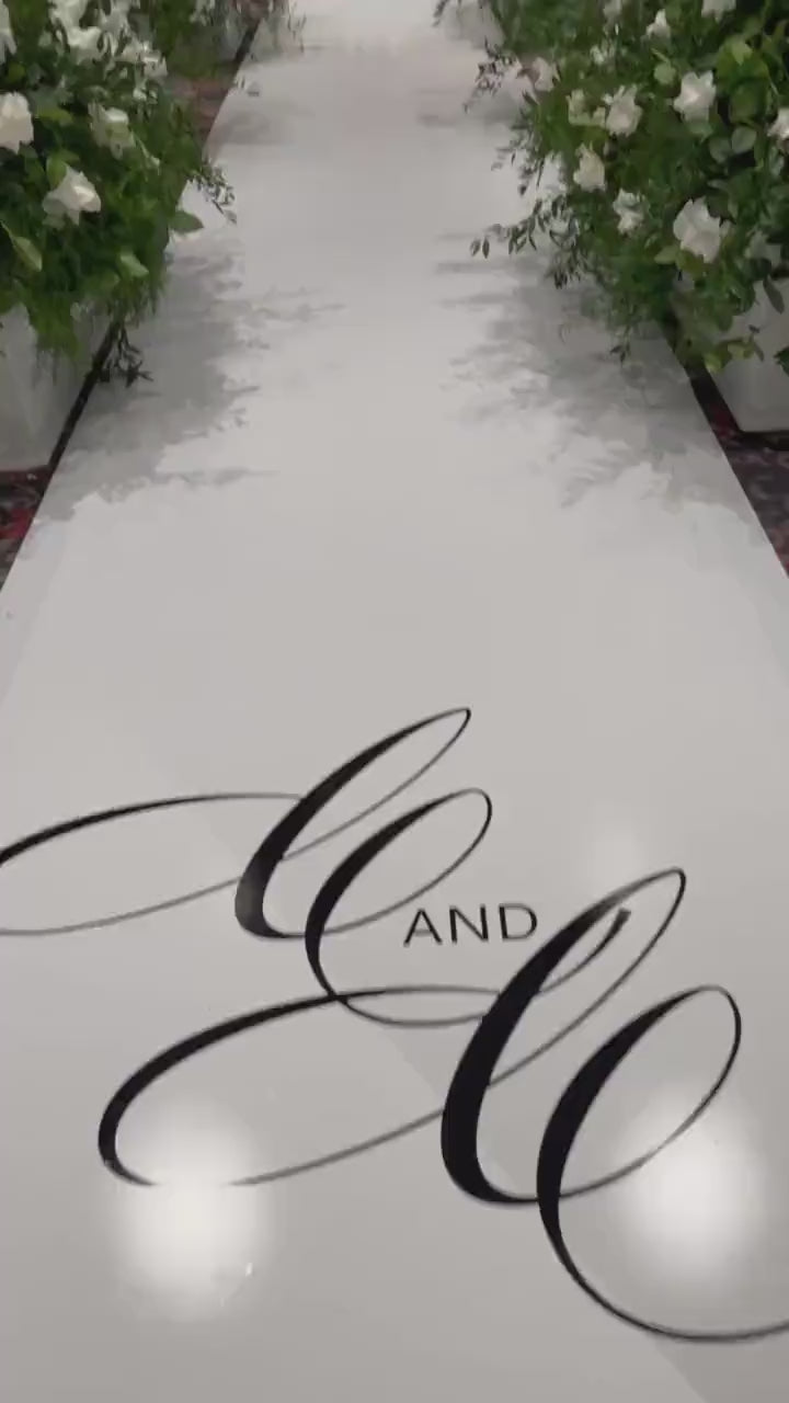 Customizable Wedding Decal Aisle Runner Wrap | Gloss Removable Vinyl | Monogram Printed on the aisle | Wedding logo design| Free Shipping.