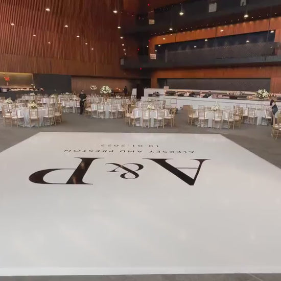 Custom  Wedding Decal Dance Floor Wrap Gloss Removable Vinyl. Monogram Print and Vinyl to cover the entire dancefloor. Wedding logo design