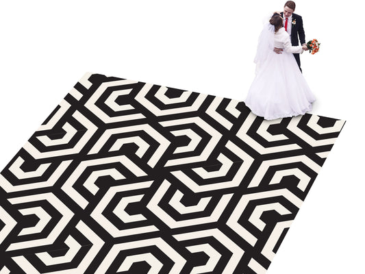 Geometric pattern Custom Wedding Dance Floor Wrap Gloss Removable Vinyl. Monogram Print & Vinyl to cover the dancefloor. Wedding logo design