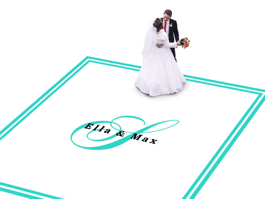 Custom Wedding Decal Dance Floor Wrap Gloss Removable Vinyl. Monogram Print and Vinyl to cover the entire dancefloor. Wedding logo design