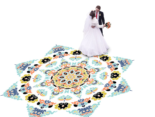 Indian Wedding Mehdi Mandala Sangeet Full Color Dancefloor print. Dancefloor Gloss/Matte Wrap Removable Vinyl. Print to cover dancefloor