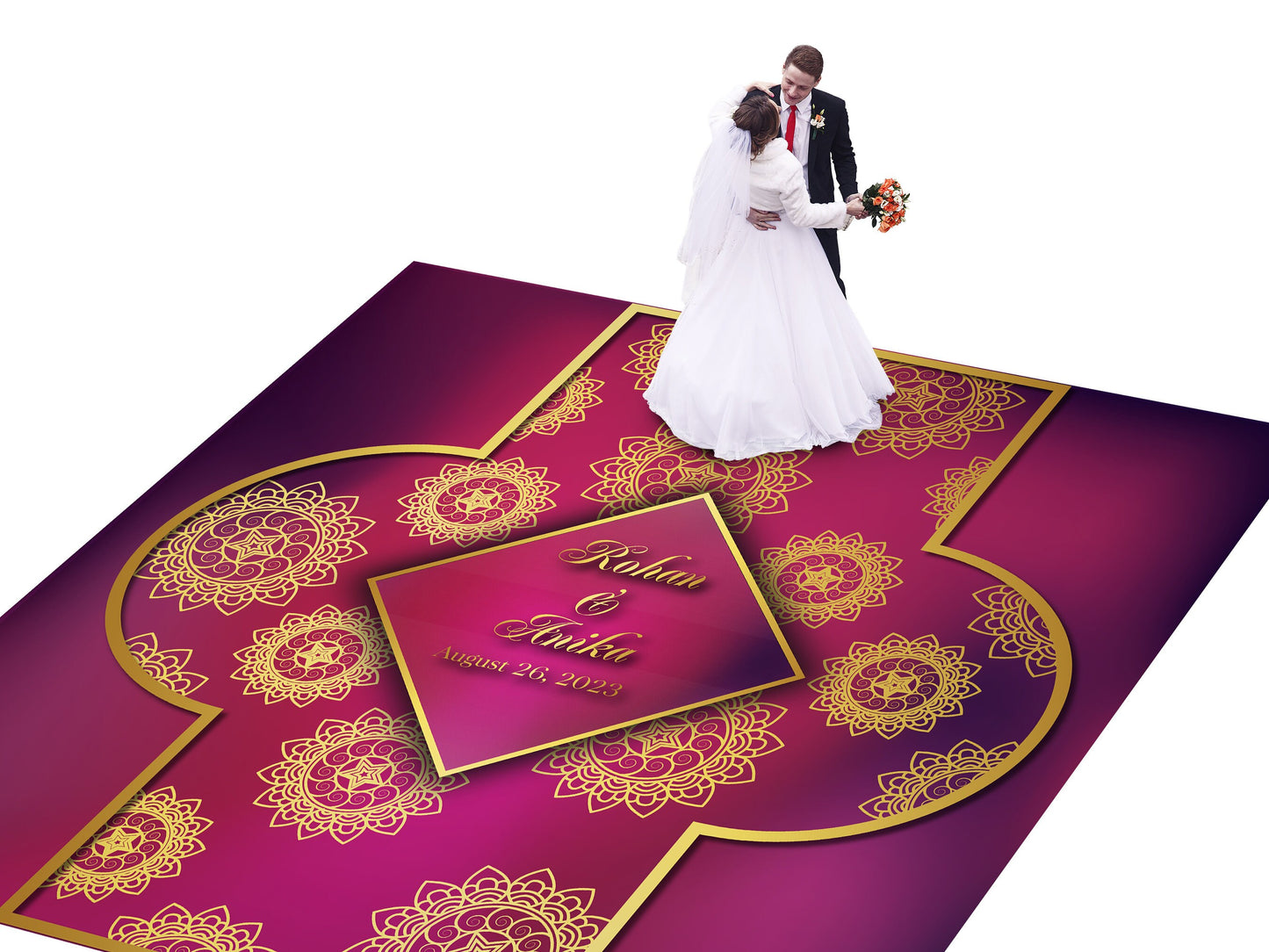 Indian Wedding Mehdi Mandala Sangeet Full Color Dancefloor print. Dancefloor Gloss/Matte Wrap Removable Vinyl. Print to cover dancefloor