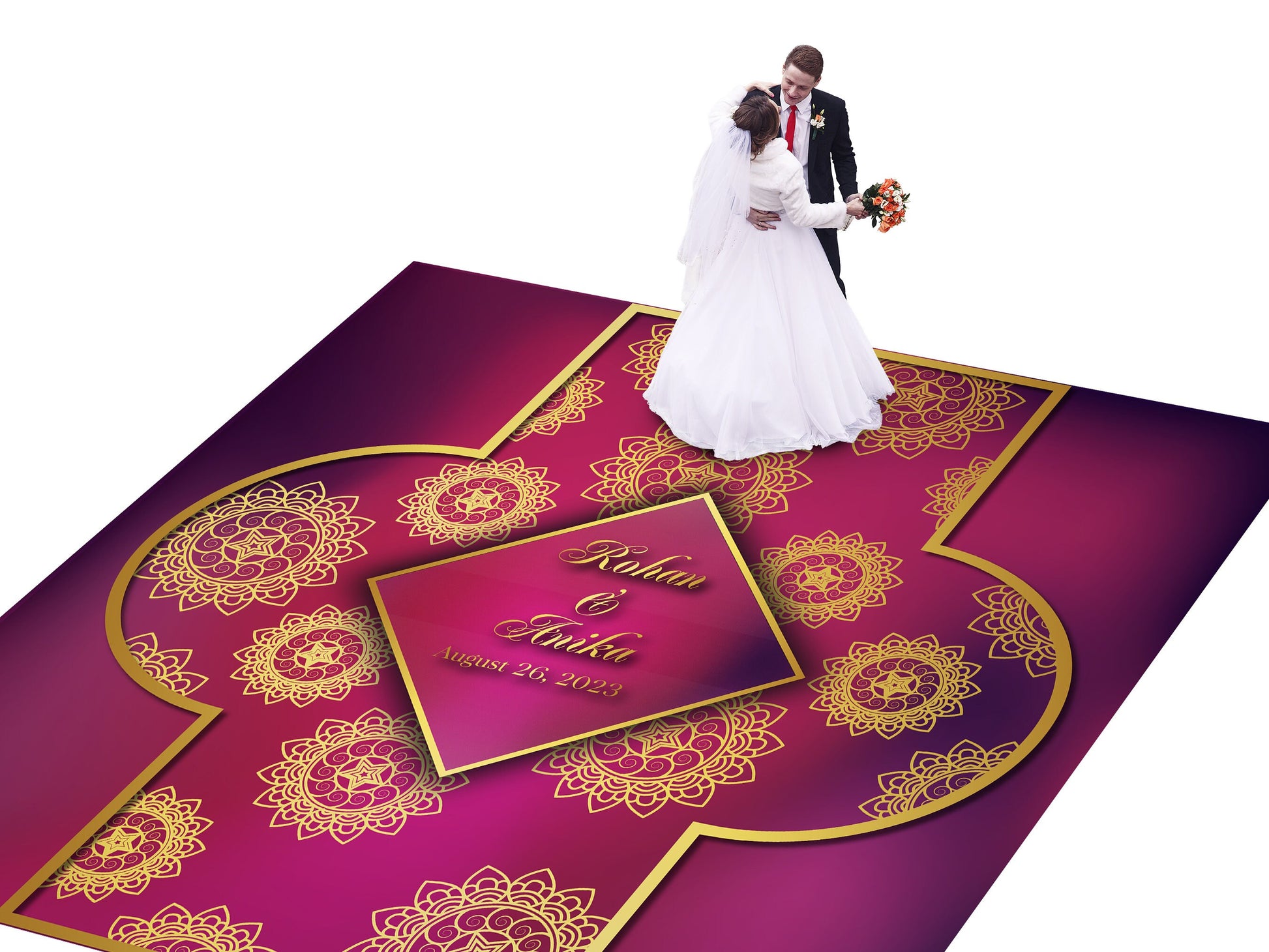 Indian Wedding Mehdi Mandala Sangeet Full Color Dancefloor print. Dancefloor Gloss/Matte Wrap Removable Vinyl. Print to cover dancefloor
