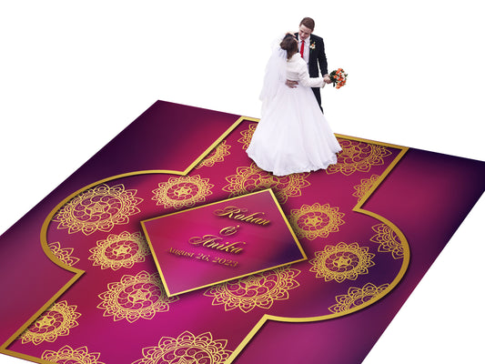 Indian Wedding Mehdi Mandala Sangeet Full Color Dancefloor print. Dancefloor Gloss/Matte Wrap Removable Vinyl. Print to cover dancefloor
