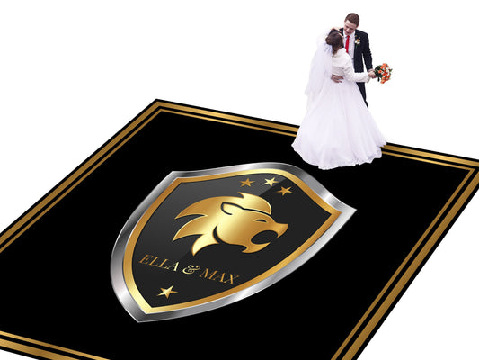 Custom Wedding Decal Dance Floor Wrap Gloss Removable Vinyl. Monogram Print and Vinyl to cover the entire dancefloor. Wedding logo design