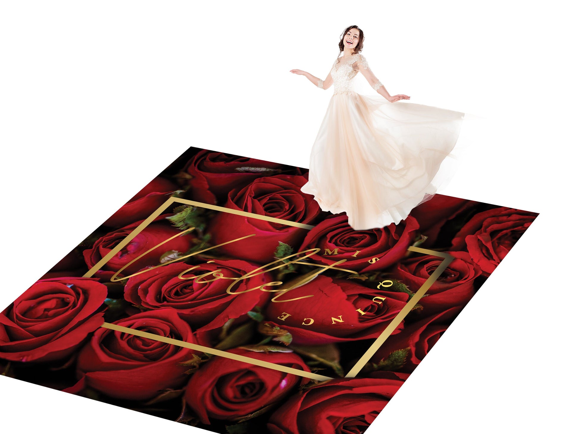 Customizable Gorgeous Quinceanera Dance Floor Wrap Gloss Removable Vinyl. Print and Vinyl to cover the entire dancefloor. Mis Quince anos