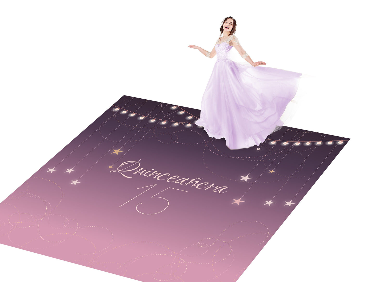 Customizable Gorgeous Quinceanera Dance Floor Wrap Gloss Removable Vinyl. Print and Vinyl to cover the entire dancefloor. Mis Quince anos