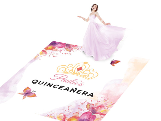 Customizable Gorgeous Quinceanera Dance Floor Wrap Gloss Removable Vinyl. Print and Vinyl to cover the entire dancefloor. Mis Quince anos